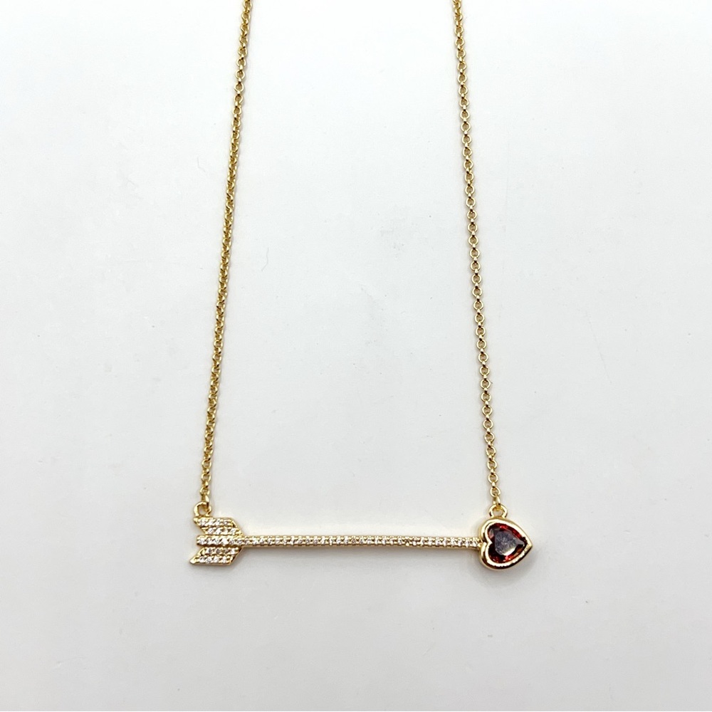 KS822-Kate Spade red heart arrow necklace
